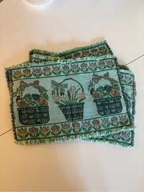 Vintage set of 4 garden tapestry placemats